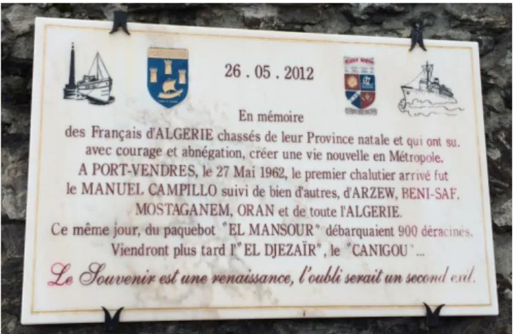 Figure 2 - Plaque commémorative à Port-Vendres, cliché par l'auteur