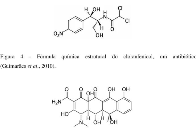 Figura  4  -  Fórmula  química  estrutural  do  cloranfenicol,  um  antibiótico            (Guimarães et al., 2010).
