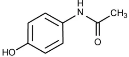 Figura  13  -  Fórmula  química  estrutural  do  acetaminofeno,  um  analgésico  também  conhecido como paracetamol (ChEBI, 2014b)