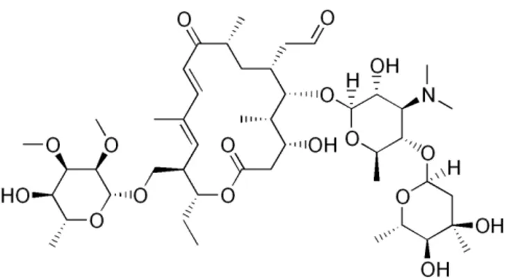 Figura 21 - Fórmula química estrutural da tilosina, um antibiótico usado para promover  o crescimento de animais (Chemicalbook, 2014e)