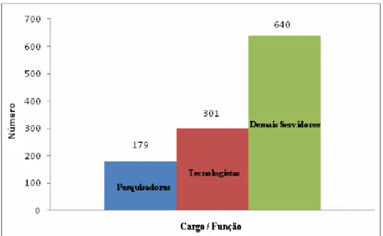 Figura 4 - Distribuição geral dos servidores do Instituto  Fonte: INSTITUTO (2012). 