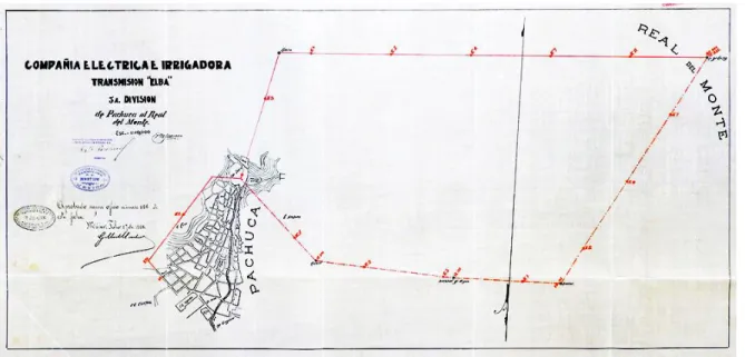 Figure 17. Ligne de transmission de Pachuca à Real del Monte, 1906. 