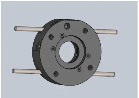 Figure 12: Solidworks view of the female tool changer, with pins attached