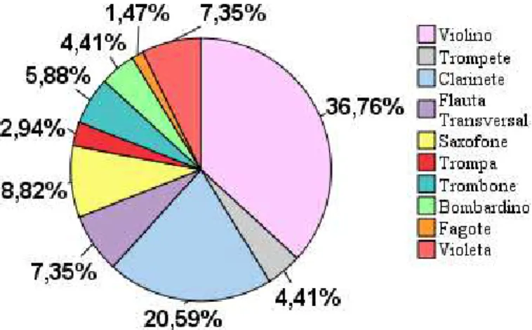 Gráfico 1 - Tipo de instrumento musical 