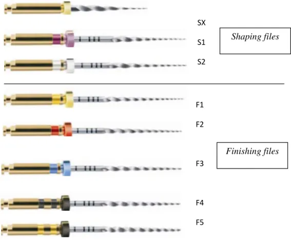Figura  8: Limas ProTaper ®  (adaptado de  Ruddle, 2005). 