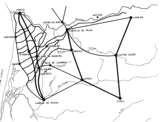 Figura 6.2 – As estradas medievais nos territórios de Santa Maria nos séculos X e XI (Mattoso, 1993)