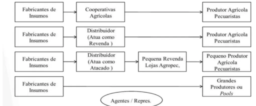 Figura 3.10 - Canais de distribuição de defensivos agrícolas no Brasil 