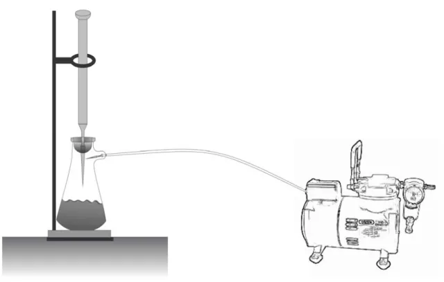 Figura 4.1 - Coluna de vidro conectada á bomba de vácuo e ao balão de vidro. 