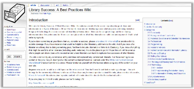 Figura 5 - Library Success: A Best Practices Wiki 13  (em 30 de Jan. 2010). 