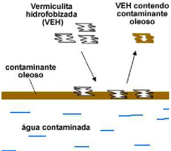 Figura 2.4. Emprego da vermiculita hidrofobizada (VEH) na remediação de acidentes ambientais