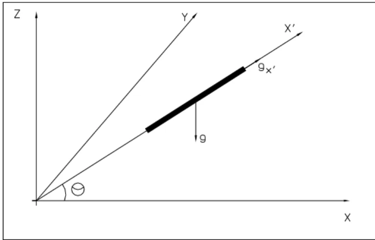 Figura 3.4 – Componente da aceleração da gravidade. Reproduzido de Da Silva &amp; Da  Gama (2003)