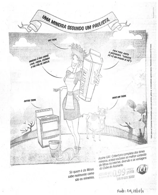 Figura 06  –  Anúncio publicitário 2: Uma Mineira segundo um Paulista