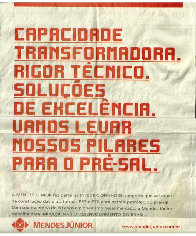 Figura 08 - Anúncio publicitário 4: Empresa Mendes Júnior 