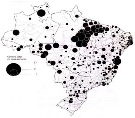 Figura 2  –  Mapa dos Conflitos no campo (1985-1996) 