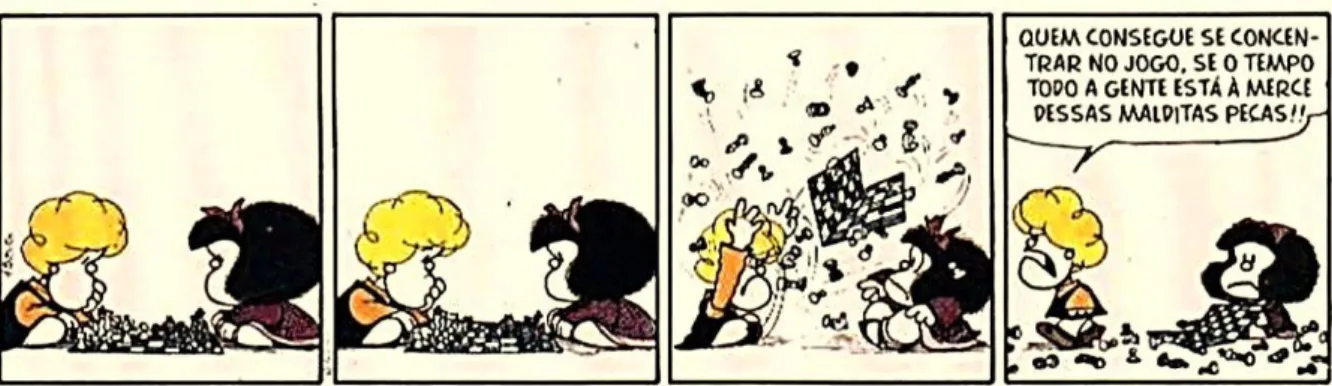 Figura  8:  Tirinha  em  quadrinhos  1556  de  Mafalda.  Susanita  e  Mafalda  jogando  xadrez  (QUINO,  2003)