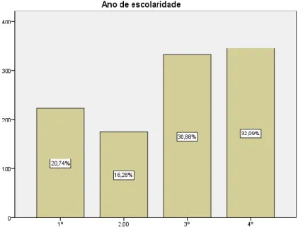 Figura 12- Percentagem dos alunos por anos de escolaridade