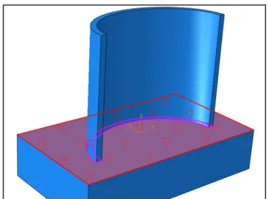 Figure 23: Contact surface (pink) between the build plate and the part. 
