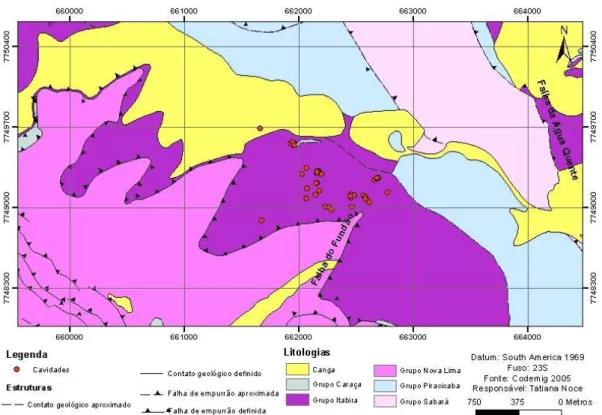 Figura 3.1 – Esboço do mapa geológico na região de estudo. Fonte: Modificado de Codemig, 2005