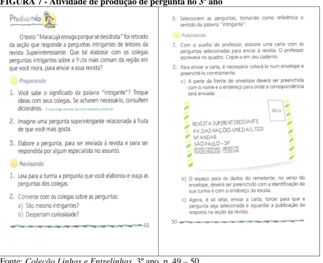 FIGURA 7 - Atividade de produção de pergunta no 3º ano 