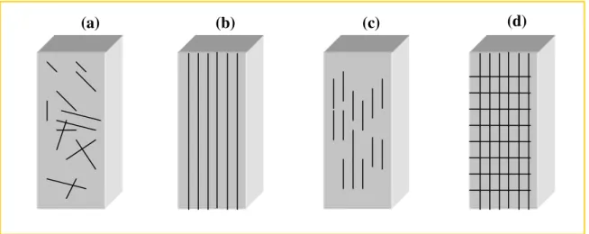 Figura  1.2:  Possíveis  orientações  do  agente  de  reforço  em  matriz  de  material  compósito