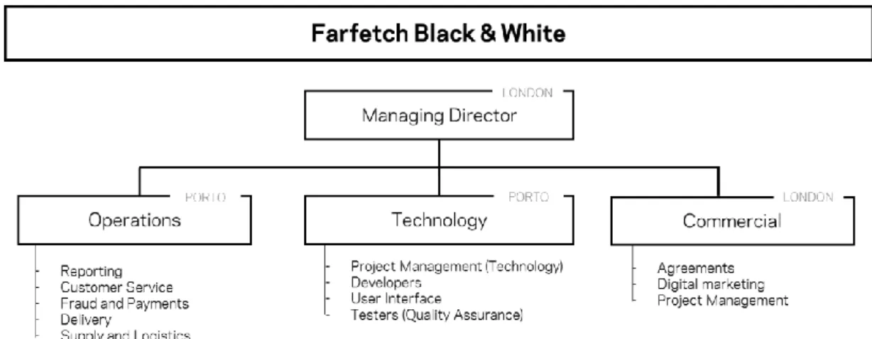Figure 1- Farfetch Black &amp; White departmental structure 