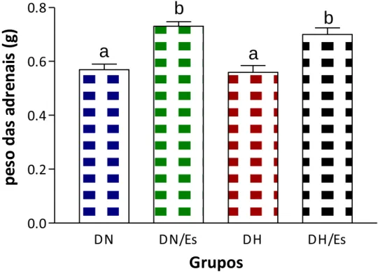 Figura 11- Peso das glândulas adrenais (n=20). Dados expressos em média r  desvio  padrão