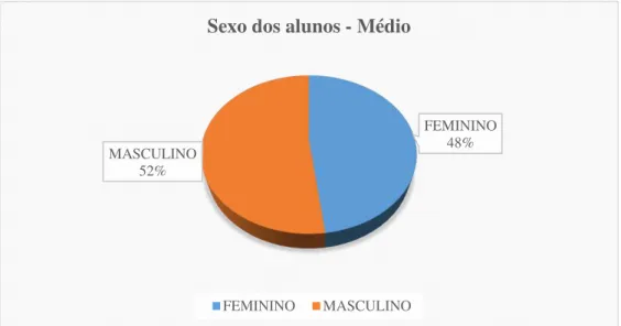 Gráfico 3: Distribuição por gênero dos alunos do ensino médio  