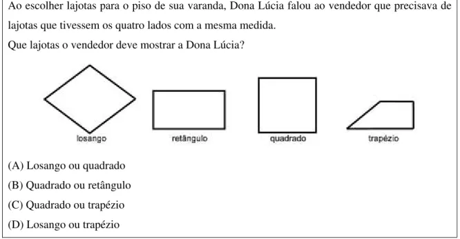 Figura 1. Exemplo de questão (BRASIL, 2009, p. 114) 