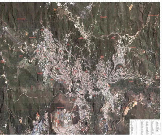 Figura 4 - Foto áerea de Ouro Preto mostrando topografia e relevo . Fonte: Google Maps