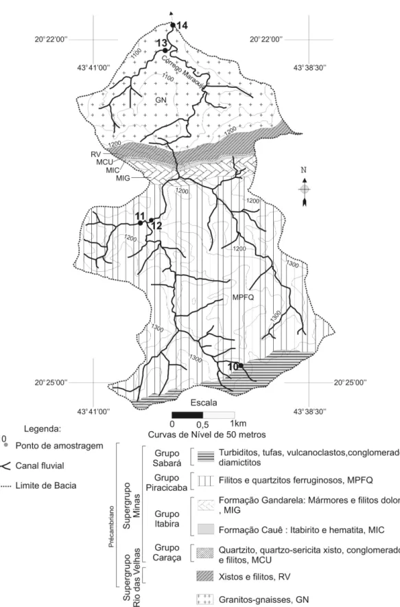 Figura  4  -  Geologia  da  alta  Bacia  do  Córrego  Maracujá  (Johnson,  1962)