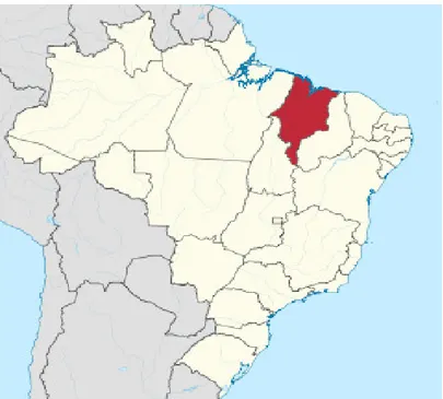 Figura 1 - Mapa do Brasil com a localização do Estado do Maranhão 