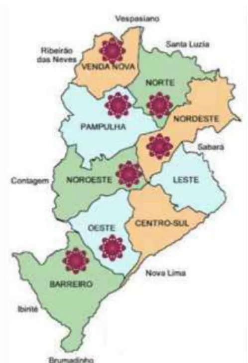 Tabela 1: Casos humanos de Leishmaniose Visceral ocorridos no município de Belo Horizonte/MG, por Distrito  Sanitário de Residência entre os anos de 2008 e 2011