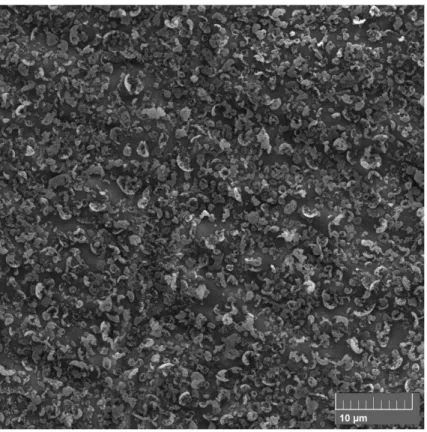 FIGURA 4.5: Microscopia Eletrônica de Varredura de gotículas  de PVC 0,001 g/mL obtidas  por eletrofiação com o aumento de 5μm.