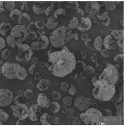 FIGURA 4.11: Microscopia Eletrônica de Varredura de gotículas  de PVC 0,01 g/mL obtidas  por eletrofiação com o aumento de 2 μm.