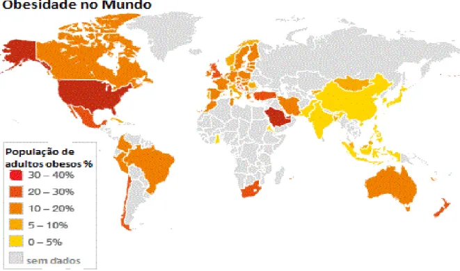 Figura 1. Distribuição da obesidade no mundo. 