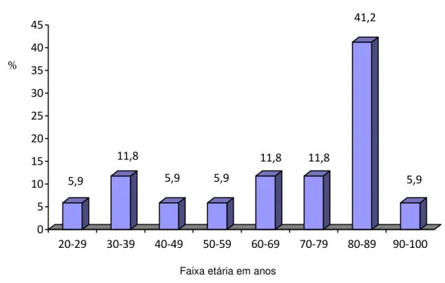 Gráfico 1 - Distribuição percentual dos pacientes por faixa etária. Belo Horizonte/MG,  2013