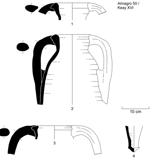 Figure 6. Almagro 50 amphorae (MNAS): nos. 1, 3 and 4 - Puerto de Mazarrón; no. 2 - Port of Cartagena.