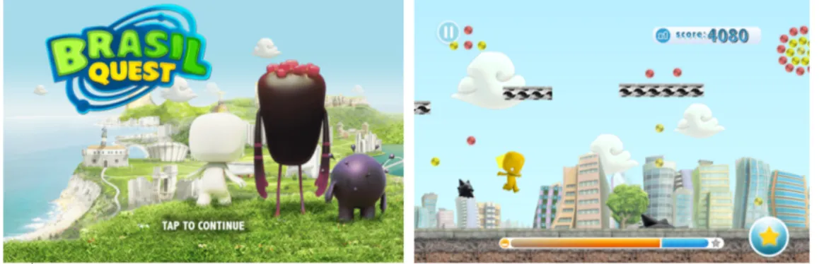 Figure 2.7: Brazil Quest Game [65]. The picture on the left shows the first screen of the game.