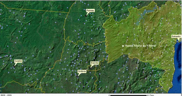 FIGURA 1 - Foto tirada por satélite da localização de Santa Maria da Vitória. Fonte: IBGE, 2005 
