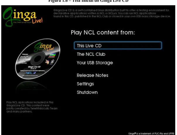 Figura 1.6 – Tela Inicial do Ginga Live CD 