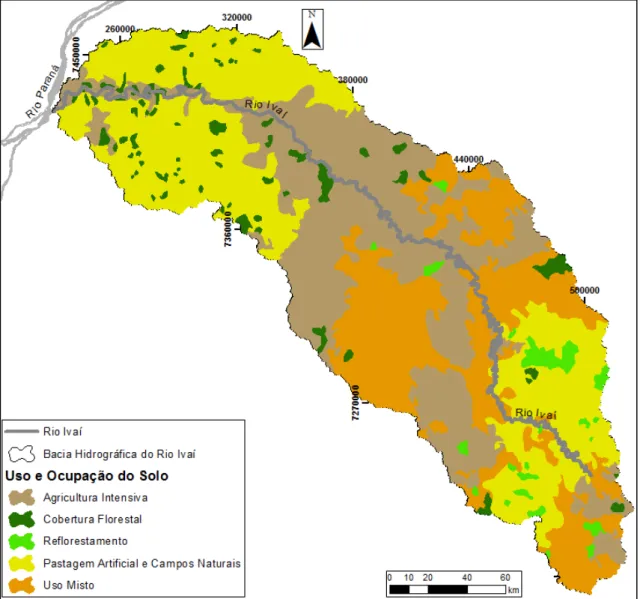 Figura 2-10 – Mapa de uso e ocupação do solo da bacia hidrográfica do rio Ivaí (Adaptado: SEMA, 2002)