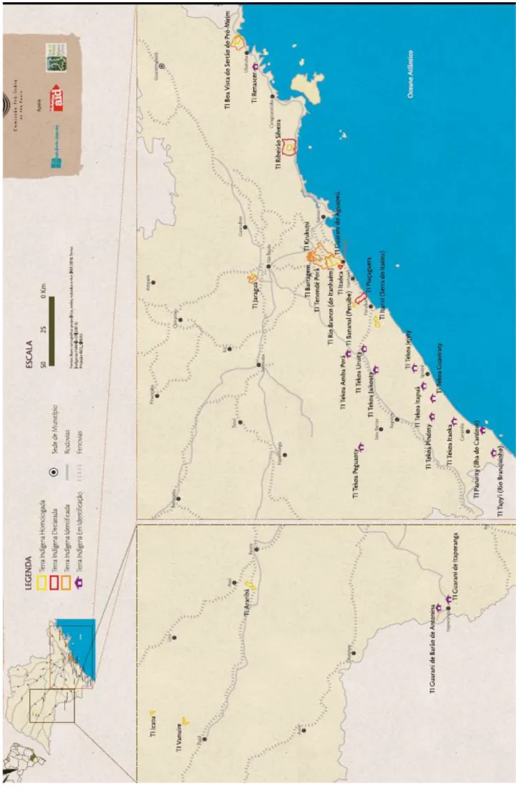 Figura 1. Terras Indígenas no Estado de São Paulo  Fonte: Comissão Pró-índio de São Paulo (2014)