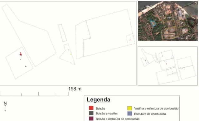 Figura 3 - Feições arqueológicas no setor norte do sítio Porto de Santarém 