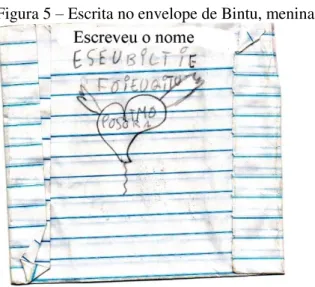 Figura 5 – Escrita no envelope de Bintu, menina, negra