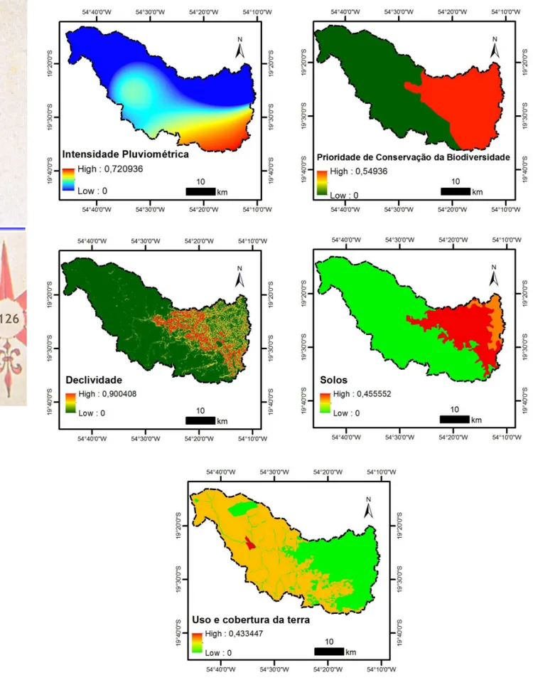 Figura 2 - Variáveis fuzzy utilizadas na geração dos mapas de fragilidade potencial e ambiental.