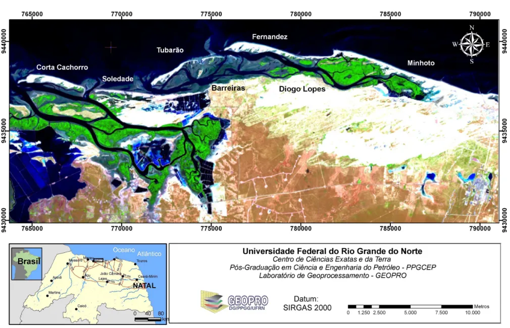 Figura 1 – Mapa de localização da área de estudo: Praia de Soledade, Município de Macau, Litoral Setentrional do Rio Grande do Norte