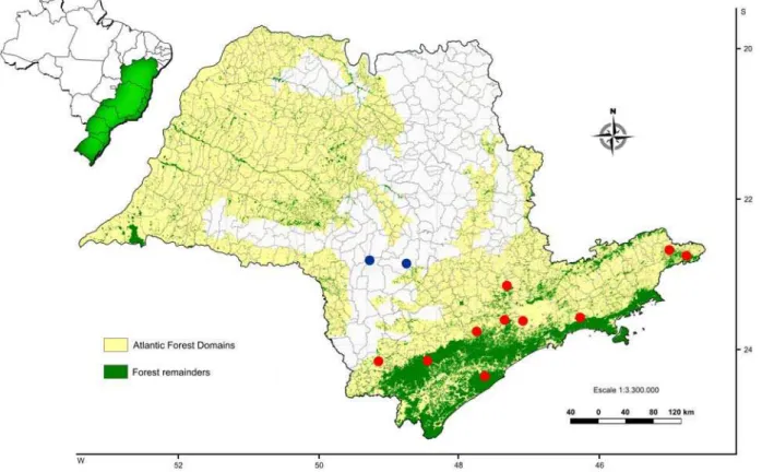 Figure 2.  Upper left: States with records of Dendropsophus microps in Brazil (in green)