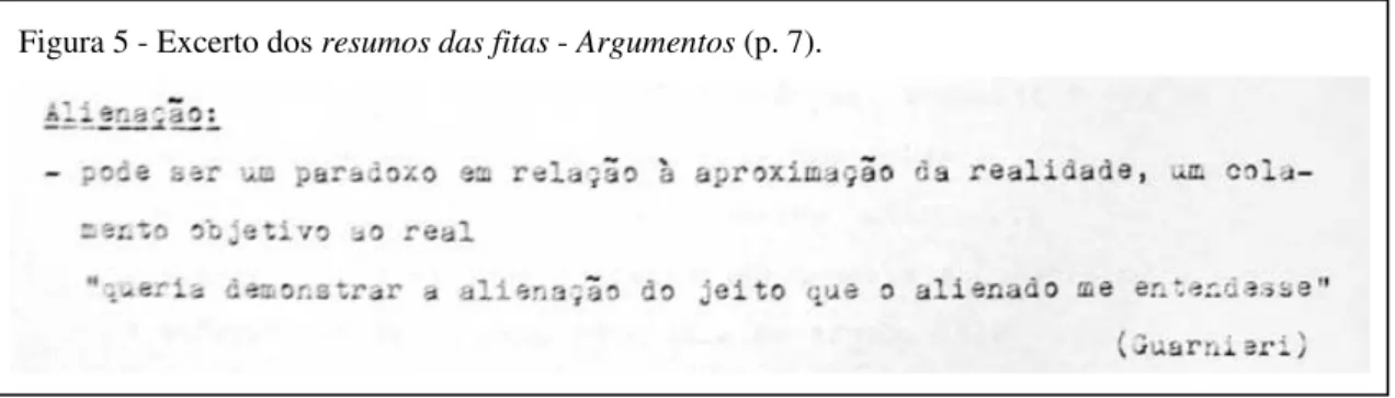 Figura 5 - Excerto dos resumos das fitas - Argumentos (p. 7).  