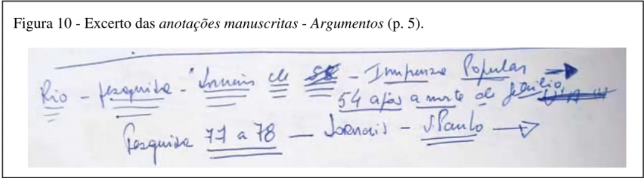 Figura 10 - Excerto das anotações manuscritas - Argumentos (p. 5).