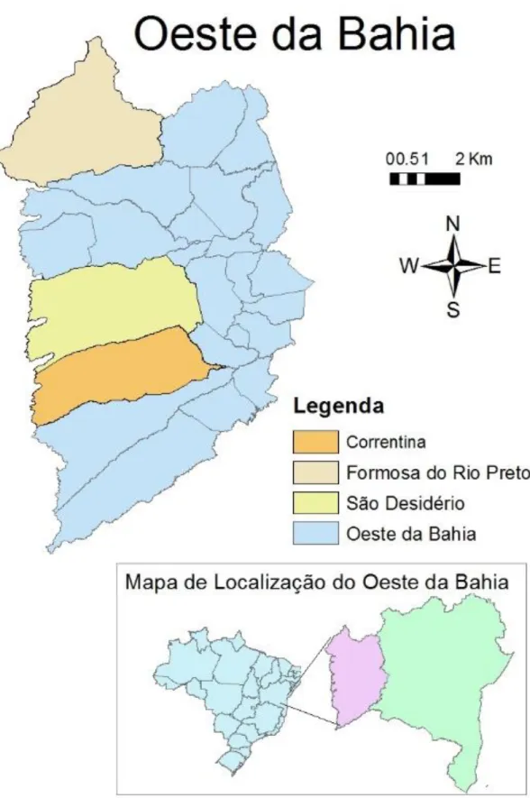 Figura 2- Localização dos Municípios de Formosa do Rio Preto Correntina e São Desidério (MMA, Fonte de  dados geográficos , 2017)